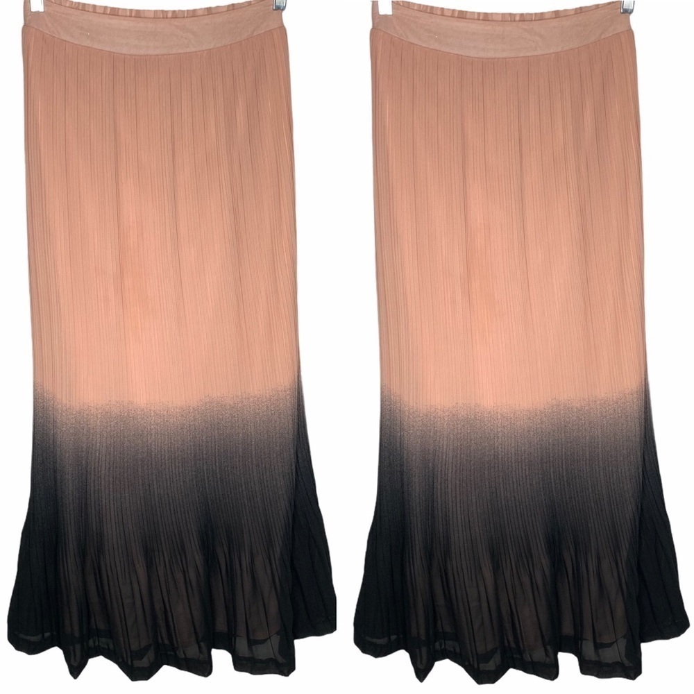 Mark. Peach Ombré Pleated A-Line Midi Skirt Size Small Petite